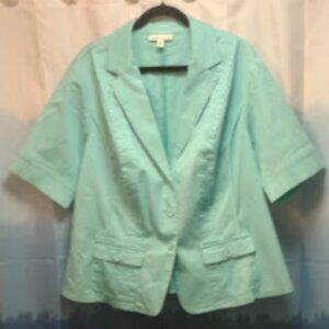 Coldwater Creek Seafoam Green Short Sleeve Blazer 22
